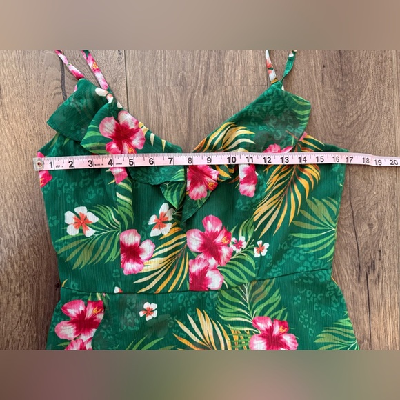 Kensie Green Tropical Print Midi Dress Size 10 - Picture 15 of 16